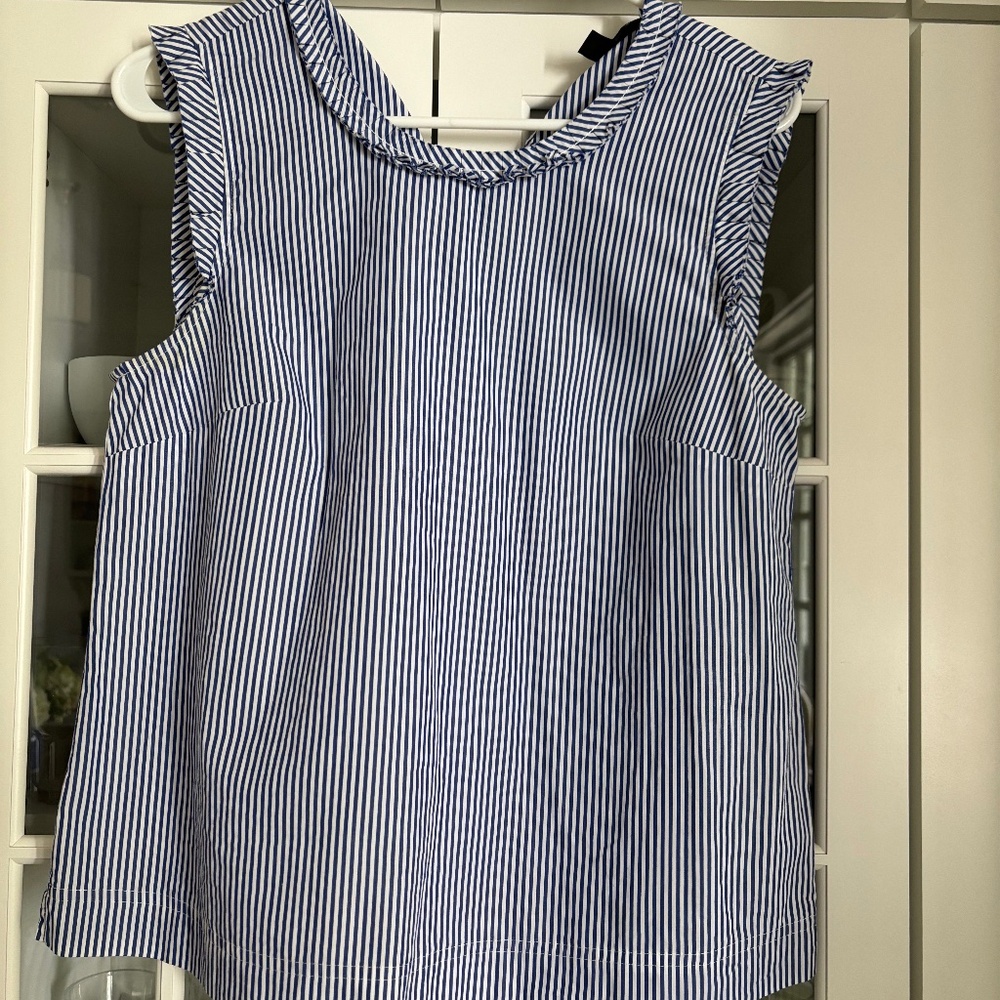 JCREW PREPPY blue/white striped sleeveless blouse